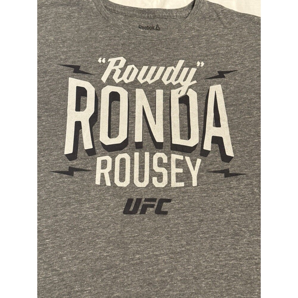 Reebok UFC “Rowdy” Ronda Rousey Heather Gray Tri Blend T Shirt Size Large